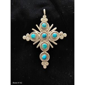 Beautiful Zuni Sterling Silver with Turquoise Cross